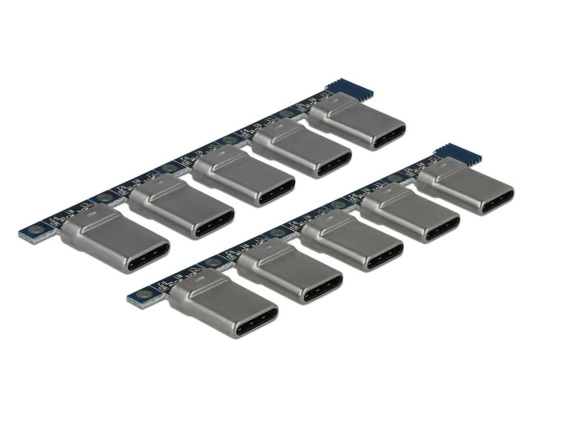 Delock USB 2.0 Adapter Steckverbinder USB2.0-C 10x, Lötanschluss, USB Standard: 2.0 (480 Mbps), Besondere Eigenschaften: Keine, Steckertyp Seite B: USB-C Stecker, Steckertyp Seite A: Offen