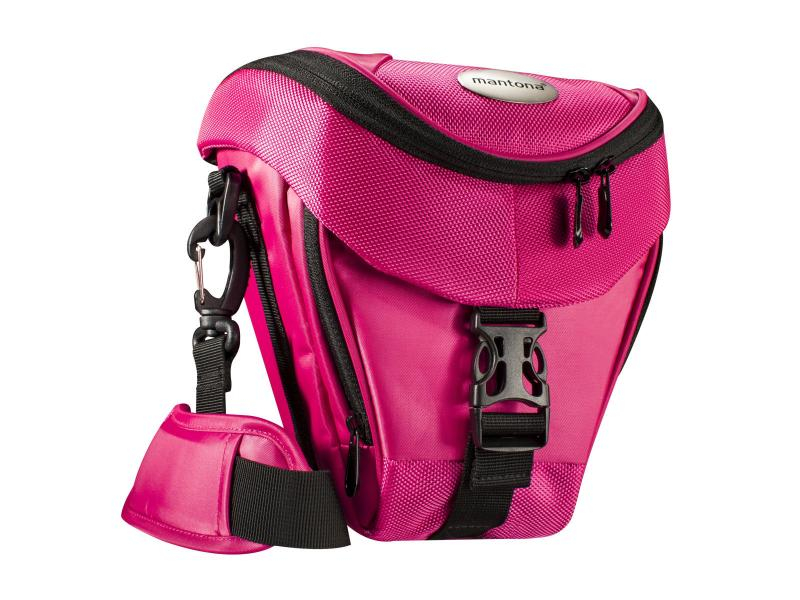 Mantona Kamera-Tasche Premium Pink, Taschenart: Holster, Tragemöglichkeit: Schultergurt, Farbe: Pink, Zusatzfächer: Speicherkarten; Akkufach, Ausstattung: Keine, Bauform Kamera: DSLR, Anzahl Objektive: 1