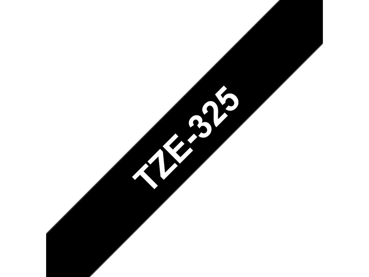 Brother Beschriftungsband TZe-325 Weiss auf Schwarz 9 mm x 8m