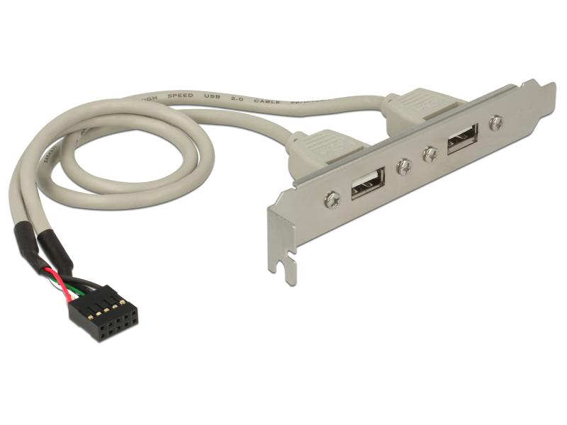 Delock Bracket 2x USB2.0 Pin Header intern, Datenanschluss Seite A: USB 2.0, Datenanschluss Seite B: Type-A USB 2.0, USB 2.0 Header