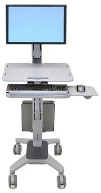 Ergotron WorkFit C-Mod Single Display Sit-Stand Workstation - Wagen für LCD-Anzeige/Tastatur/Maus/CPU - Kunststoff, Aluminium, Stahl - Zweistufiges Grau - Bildschirmgröße: bis zu 55,9 cm ( bis zu 22 Zoll ) - Montageschnittstelle: 100 x 100 mm, 75 x 75