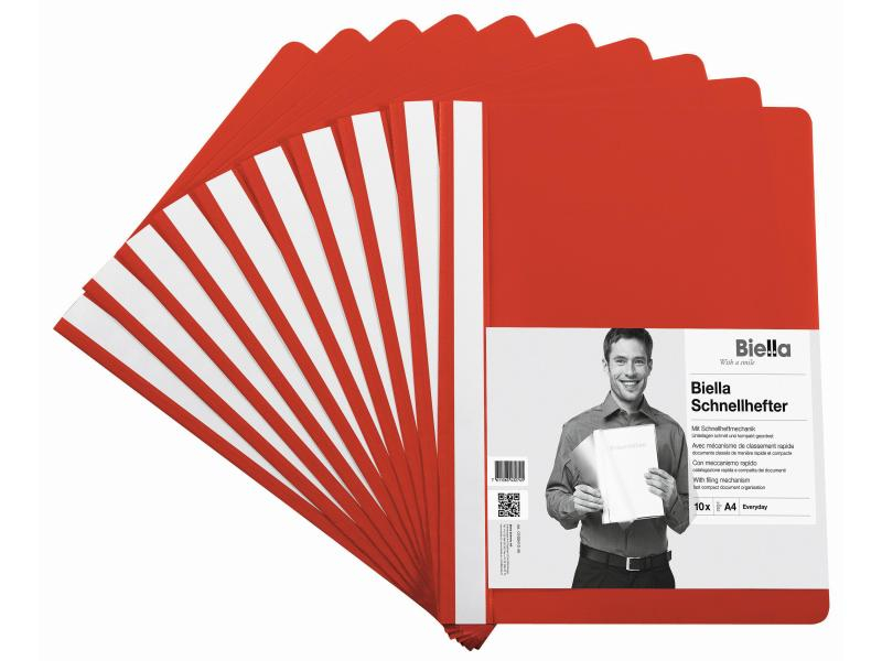 Biella Schnellheft Everyday A4 Rot, 10 Stück, Typ: Schnellheft, Ausstattung: Keine, Farbe: Rot, Material: Polypropylen