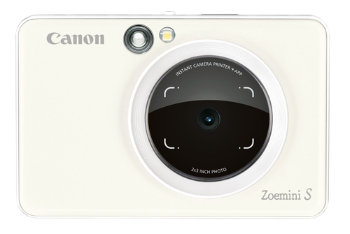 Canon Fotokamera Zoemini S Weiss, Farbe: Weiss, Blitz integriert, Eingebauter Mini-Fotodrucker mit Zink Zero-Ink-Technologie