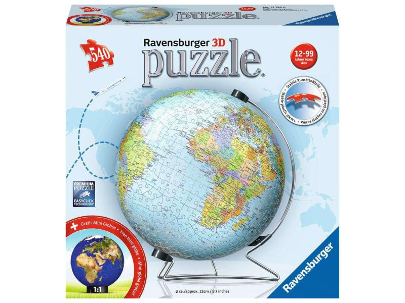 Ravensburger 3D Puzzle Globus 2019 Deutsch, Altersempfehlung ab: 12 Jahren, Effekte: 3D-Effekt, Anzahl Teile: 540 Stück, Motive: Astrologie / Astronomie, Puzzletyp: 3D Puzzle