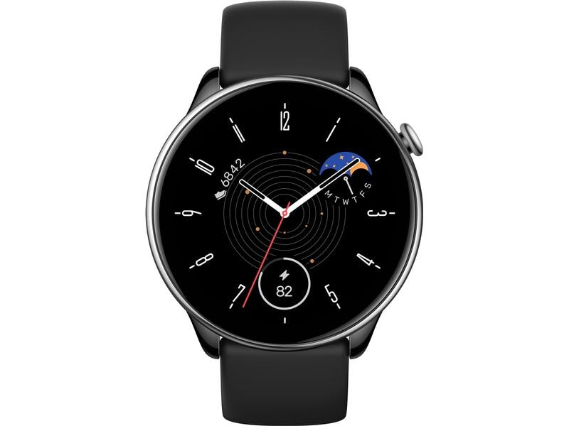 Amazfit Smartwatch GTR Mini Midnight Black, Touchscreen: Ja, Verbindungsmöglichkeiten: Bluetooth, Schutzklasse: 5 ATM, Betriebssystem: Zepp-OS, GPS: Ja, Smartwatch Funktionen: Wetter, Benachrichtigungen, Erinnerungen, Zyklus-Kontrolle, Wecker, Schnelllade
