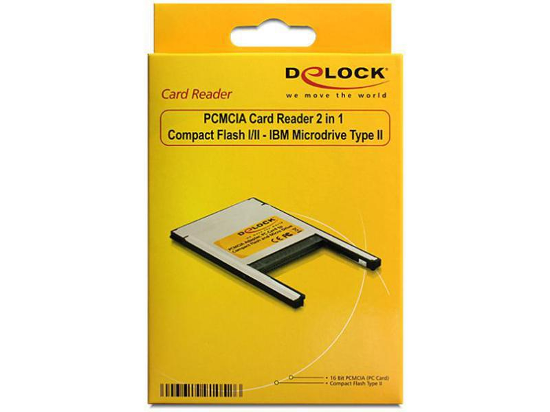 DeLOCK PCMCIA Card Reader 2 in 1 Compact Flash I/II - IBM Microdrive Typ II PC Card - Kartenleser - 2 in 1 ( CF I, CF II, Microdrive ) - PC-Karte