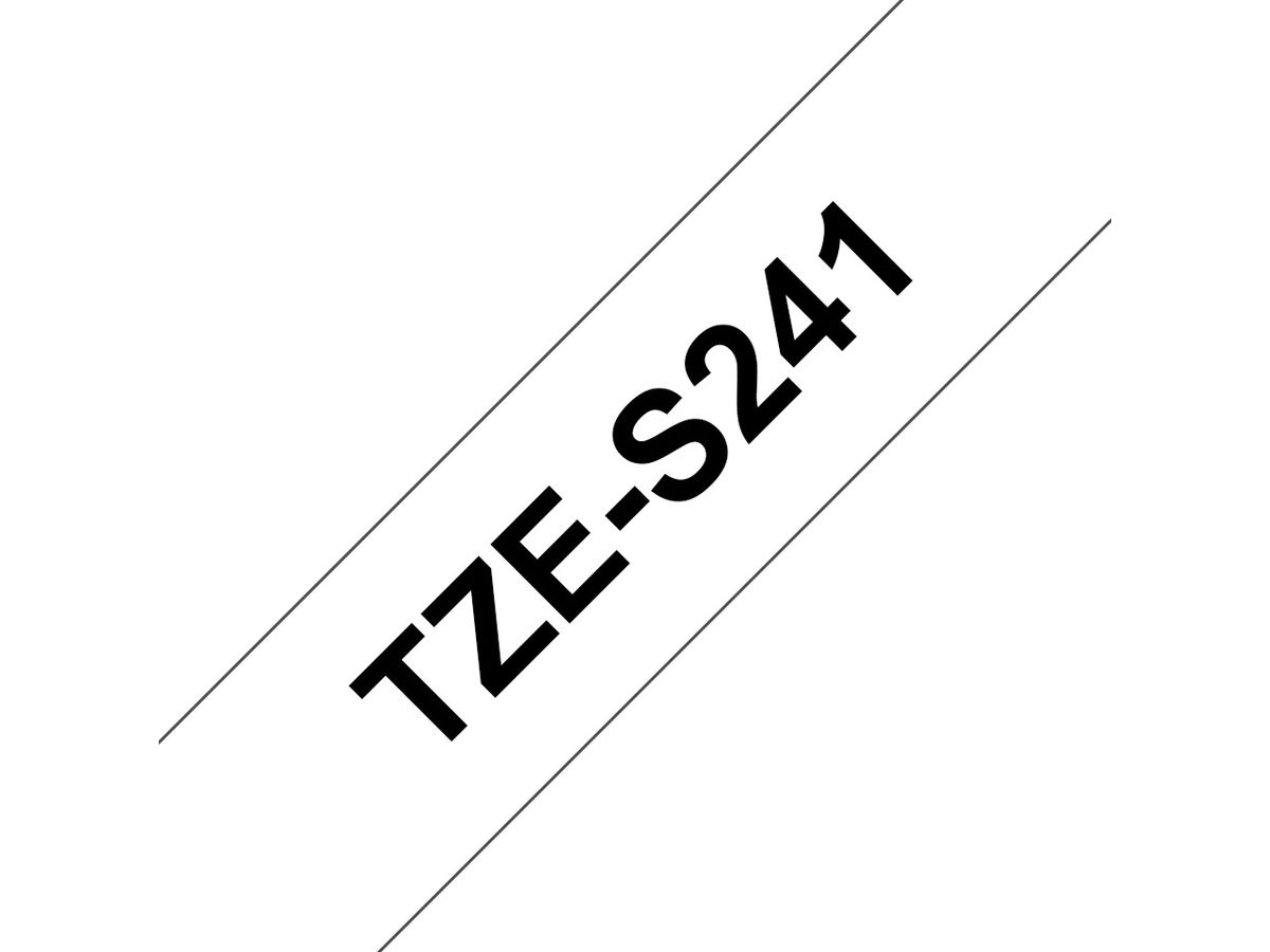 Brother Beschriftungsband TZe-S241 stark haftend Schwarz auf Weiss 18 mm