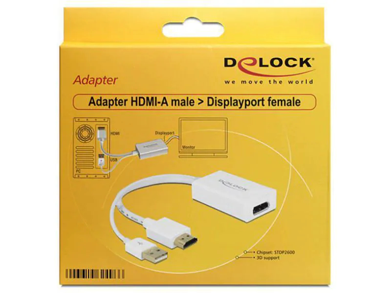 DeLock Adapterkabel HDMI - DisplayPort, Typ: Adapterkabel, Videoanschluss Seite A: HDMI, Videoanschluss Seite B: DisplayPort