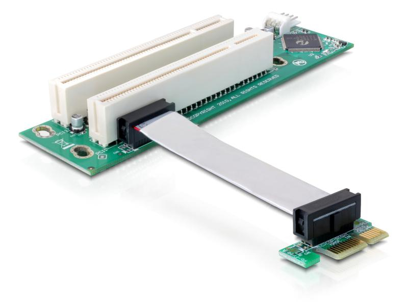 Delock PCI-E Riser Karte x1 zu 2x32-Bit PCI, 9cm, Links gerichtet