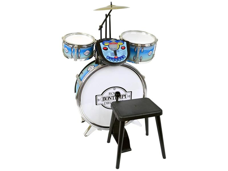 Bontempi Musikspielzeug Schlagzeug silber Elektronik, Alter ab: 3 Jahre, Material: Kunststoff, Benötigt 3 x AA Batterien (nicht enthalten)