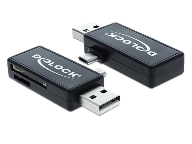 DeLock 91731 Micro USB OTG Card Reader, 1x USB-A Stecker, OTG Funktion erforderlich,