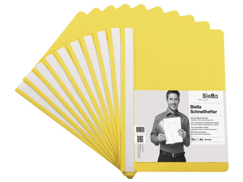 Biella Schnellheft Everyday A4 Gelb, 10 Stück, Typ: Schnellheft, Ausstattung: Keine, Farbe: Gelb, Material: Polypropylen