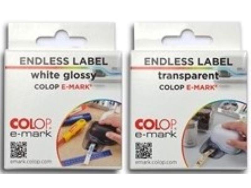 Colop Etiketten e-mark, Endlos Glanz, 1 Rolle, Farbe: Weiss glanz, Verpackungseinheit: 1 Stück