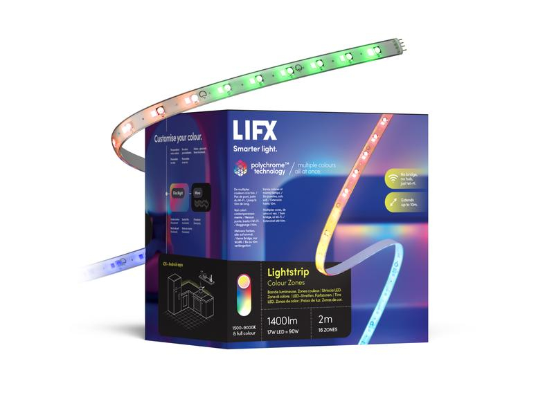 LIFX LED Stripe Z White & Color Lightstrip 2m, Starter Set, Lampensockel: LED fest verbaut, Farbtemperatur Kelvin: 1500 bis 9000 K, Aussenanwendung: Nein, Gesamtleistung: 17 W, Leuchten Kategorie: LED Stripe, Lichtfarbe: Mehrfarbig, Tageslichtweiss (Kaltw