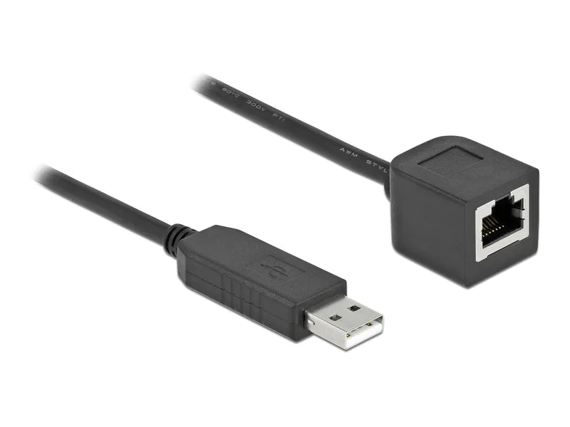 Delock Anschlusskabel USB-A zu RS-232 RJ45, 25 cm, Datenanschluss Seite B: RJ-45, Anzahl Ports: 1, Schnittstelle Hardware: USB 2.0, Formfaktor: Extern