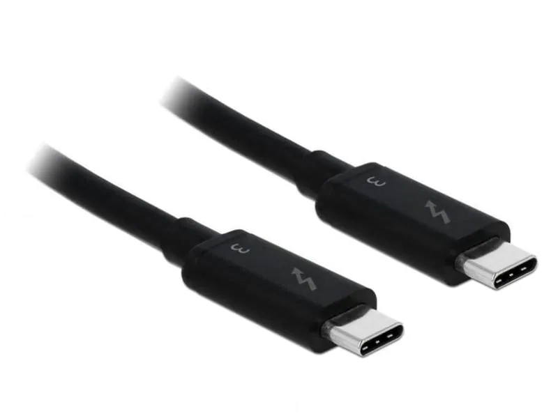 DeLock USB3.1 Kabel, C - C, TB bis 40Gbps, 0.5m, Typ: Anschlusskabel, Steckertyp Seite A: USB-C Stecker, Farbe: Schwarz, Steckertyp Seite B: USB-C Stecker, USB Standard: 3.1, Länge: 0.5 m, Besondere Eigenschaften: Thunderbolt 3 kompatibel; Premium Qualit