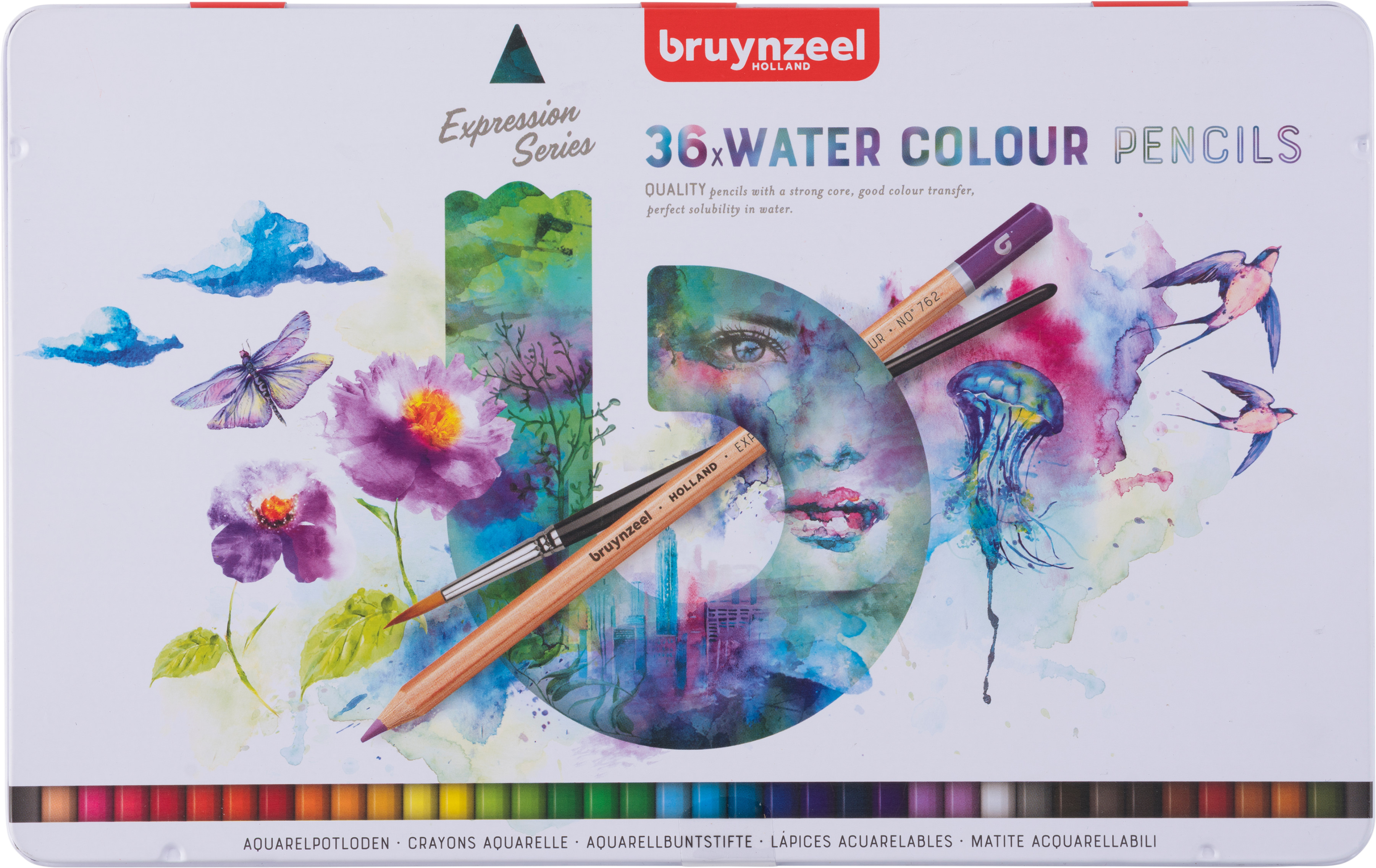 BRUYNZEEL Aquarellfarbstifte Expression 60313036 36 Farben Metalletui