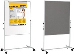 Bi-Office Mobile Kombitafel, Weißwand / Filz, 1200 x 1200 mm