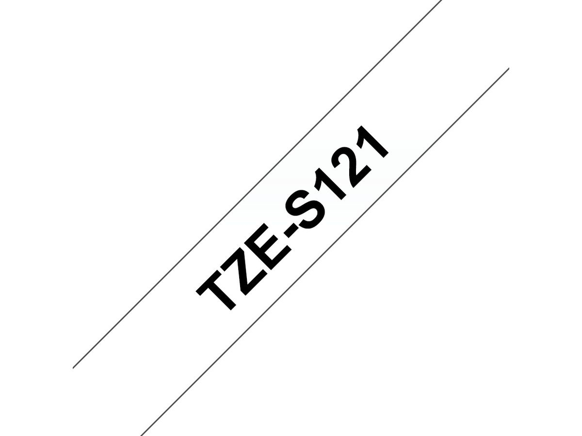 Brother Beschriftungsband TZE-s121 stark haftend Schwarz auf Transparent 9 mm