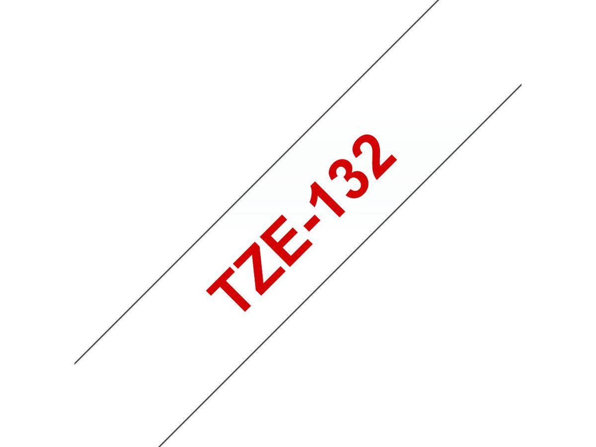 Brother Beschriftungsband TZE-132 Rot auf Transparent 12 mm