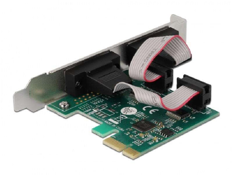 Delock PCI-Express-Karte 90046 2x Seriell / RS232, Datenanschluss Seite B: RS-232, Anzahl Ports: 2, Schnittstelle Hardware: RS-232, PCI-Express, Formfaktor: Low-Profile
