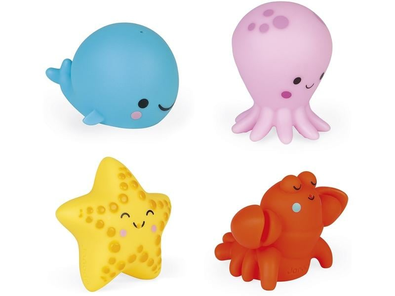 Janod Badespielzeug Wasserspritzer Ozean 4 Stück, Material: PVC, Detailfarbe: Mehrfarbig, Zubehörtyp: Badespielzeug