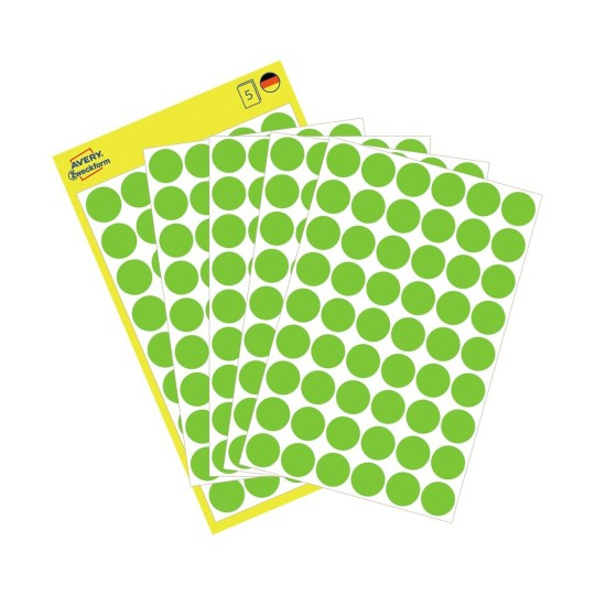 Avery Zweckform Klebepunkte 12 mm Neongrün, Farbe: Grün, Set: Ja, Selbstklebend: Ja, Moderationstyp: Klebepunkte