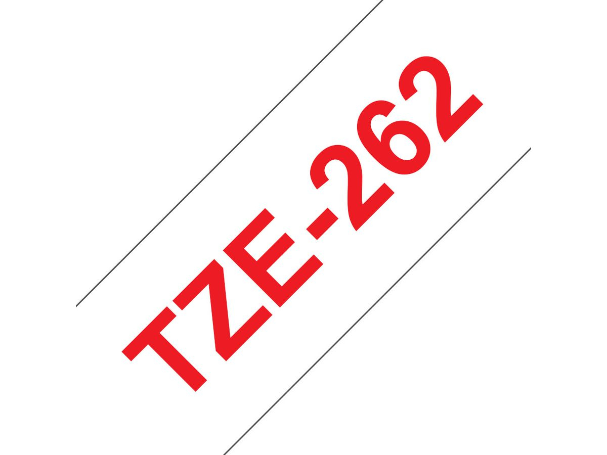Brother Beschriftungsband TZE- 262 Rot auf Weiss 36 mm
