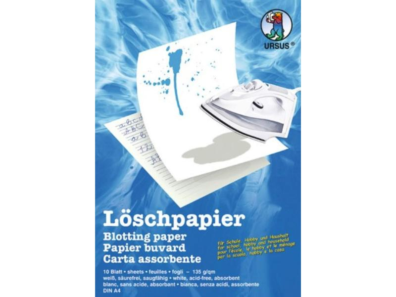 URSUS Löschpapier DIN A5, 10 Blatt, Papierformat: A5, Mediengewicht: 135 g/m², Verpackungseinheit: 10 Stück, Farbe: Weiss