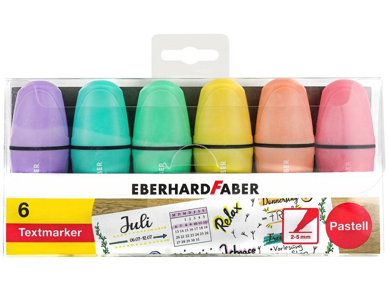 Eberhard Faber Leuchtmarker Keilspitze, 6 Stück, Oberfläche: Papier, Set: Ja, Effekte: Pastell, Anwender: Unisex, Farbe: Mehrfarbig, Art: Leuchtmarker