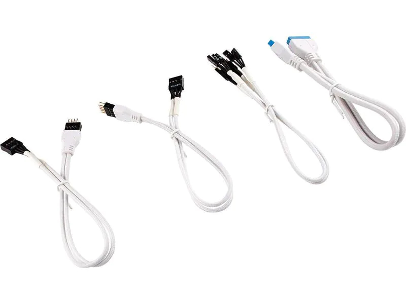 Corsair Frontpanel-Kabel Premium Sleeved Verlängerungskit Weiss, Datenanschluss Seite A: USB 2.0 Header; USB 3.0 Header; Audio Header; 2-Pin, Datenanschluss Seite B: USB 2.0 Header; USB 3.0 Header; Audio Header; 2-Pin, Anzahl Ausgänge: 8 ×, Kabellänge
