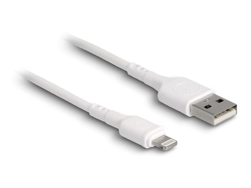 Delock USB-Ladekabel USB A - Lightning 0.3 m, Weiss, Kabeltyp: Ladekabel, Detailfarbe: Weiss, USB Standard: 2.0 (480 Mbps), Länge: 0.3 m, USB Anschluss 2 (Endgerät): Lightning, Geschlecht Anschluss 2 (Endgerät): Male (Stecker)