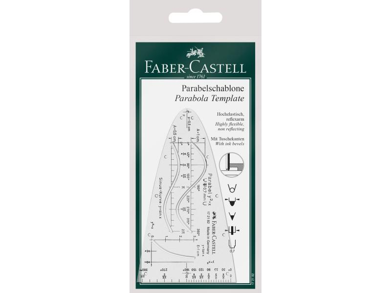 Faber-Castell Schablone Parabelschablone, Schützhülle, Breite: 70 mm, Länge: 124 mm, Selbstklebend: Nein, Motiv: Ohne Motiv