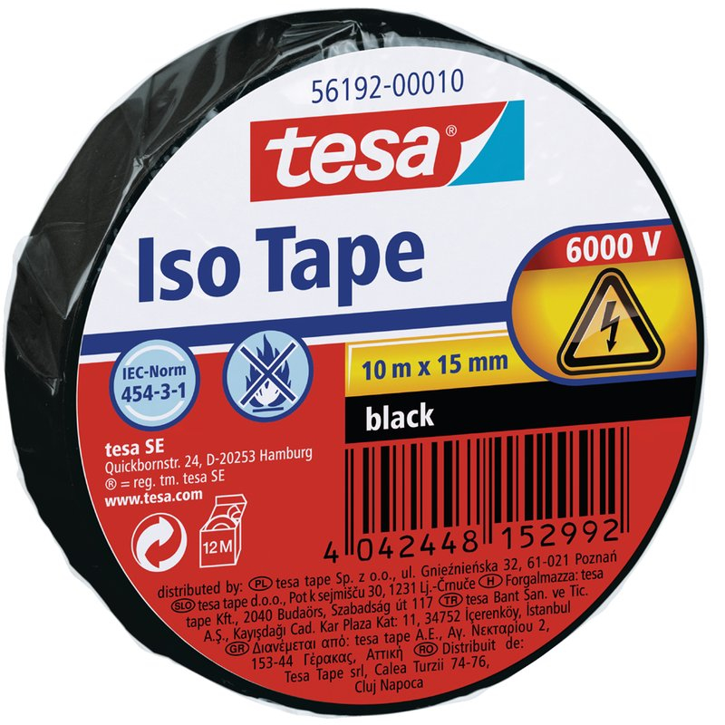 tesa Isolierband ISO TAPE, 15 mm x 10 m, schwarz