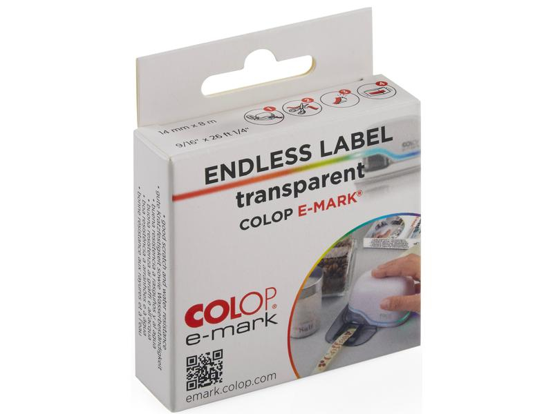 Colop Papierband e-mark, Transparent, 1 Rolle, Breite: 1.4 cm, Länge: 8 m, Verpackungseinheit: 1 Stück, Farbe: Transparent, Band-Art: Papierband