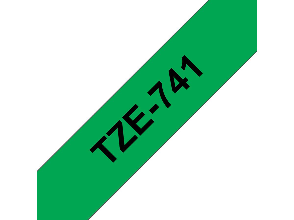 Brother Beschriftungsband TZE-741 Schwarz auf Grün 18 mm