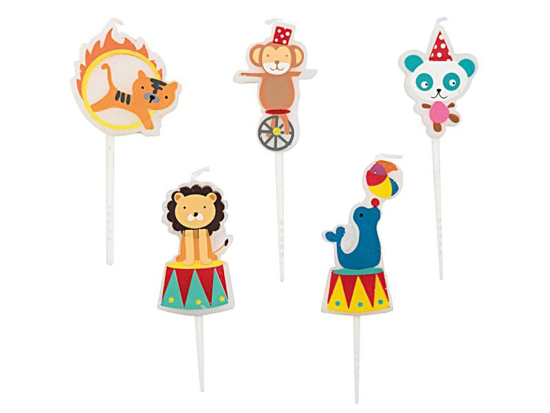 Rico Design Kerze Set Zirkus, 5 Stück, Packungsgrösse: 5 Stück, Motiv: Zirkus, Anlass: Geburtstag