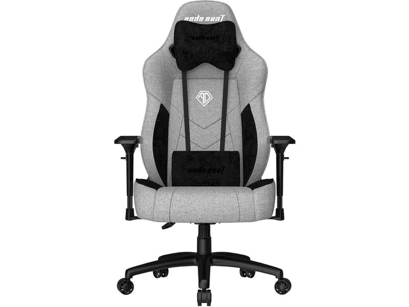 Anda Seat Gaming-Stuhl T-Compact Premium Grau, Lenkradhalterung: Nein, Höhenverstellbar: Ja, Detailfarbe: Grau, Material: Leinen, Schaum, Stahl, Aluminium, Belastbarkeit: 130 kg
