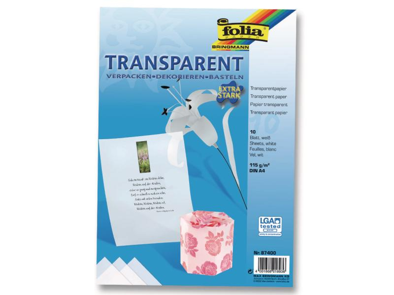 folia Transparentpapier, DIN A4, 115 g/qm, weiß