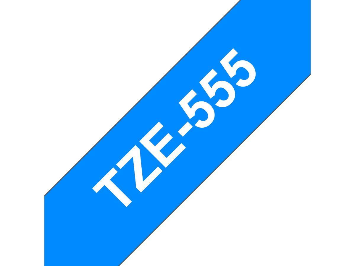 Brother Beschriftungsband TZe-555 Weiss auf Blau 24 mm