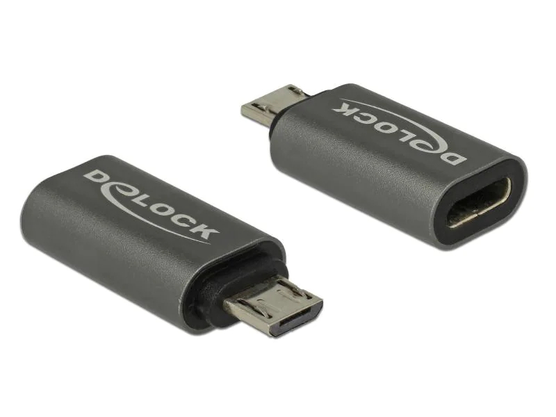 Delock USB 2.0 Adapter USB-C Buchse - MicroB-USB-Stecker, USB Standard: 2.0 (480 Mbps), Besondere Eigenschaften: Keine, Steckertyp Seite B: USB-MicroB Stecker, Steckertyp Seite A: USB-C Buchse