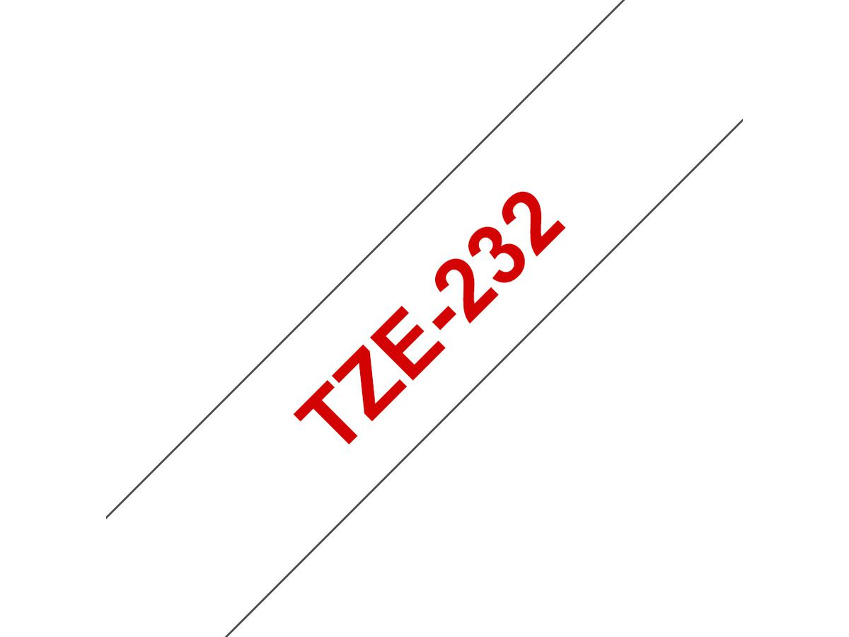 Brother Beschriftungsband TZE-232 Rot auf Weiss 12 mm