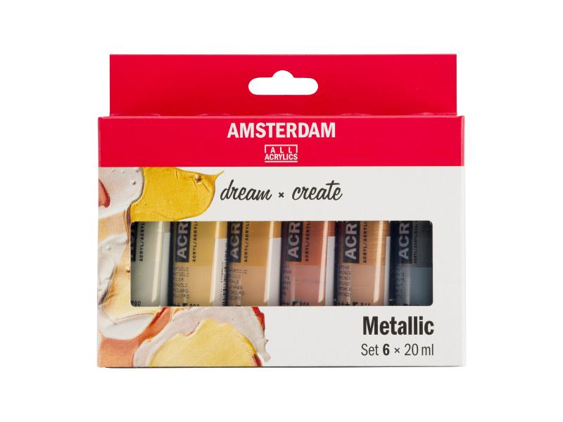 Amsterdam Acrylfarbe Metallic 6 Tuben à 20 ml, Art: Acrylfarbe, Farbe: Mehrfarbig, Set: Ja, Verpackungseinheit: 6 Stück