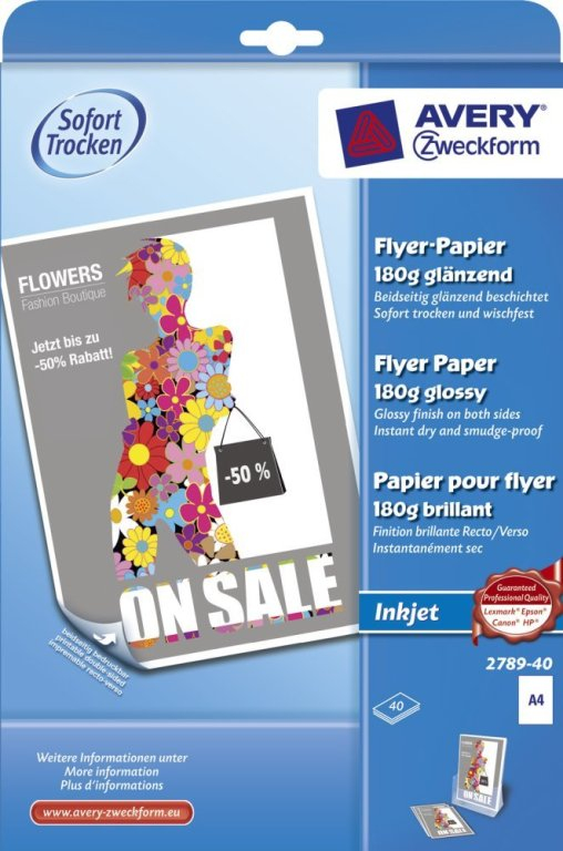 AVERY Zweckform Flyer-Papier,DIN A4,180 g/qm,weiß