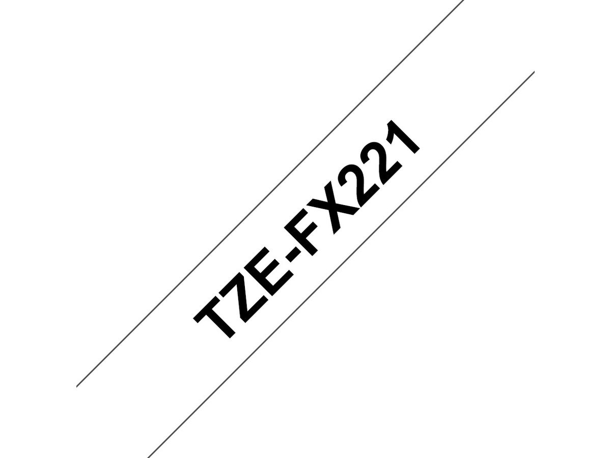 Brother Beschriftungsband TZe-FX221 Flexibel Schwarz auf Weiss 9 mm x 8 m