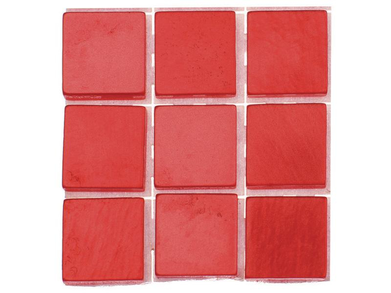 Glorex Selbstklebendes Mosaik Poly-Mosaic 10 mm Rot, Breite: 10 mm, Länge: 10 mm, Verpackungseinheit: 63 Stück, Material: Kunststoff, Farbe: Rot
