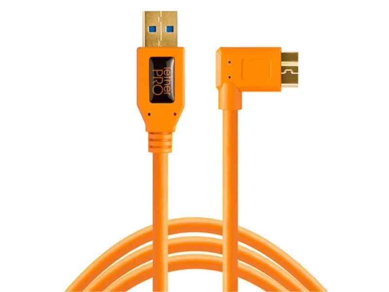 Tether Tools Kabel USB 3.0 ? Micro B Right Angle 4.6 Meter ? orange, Zubehörtyp: Kabel