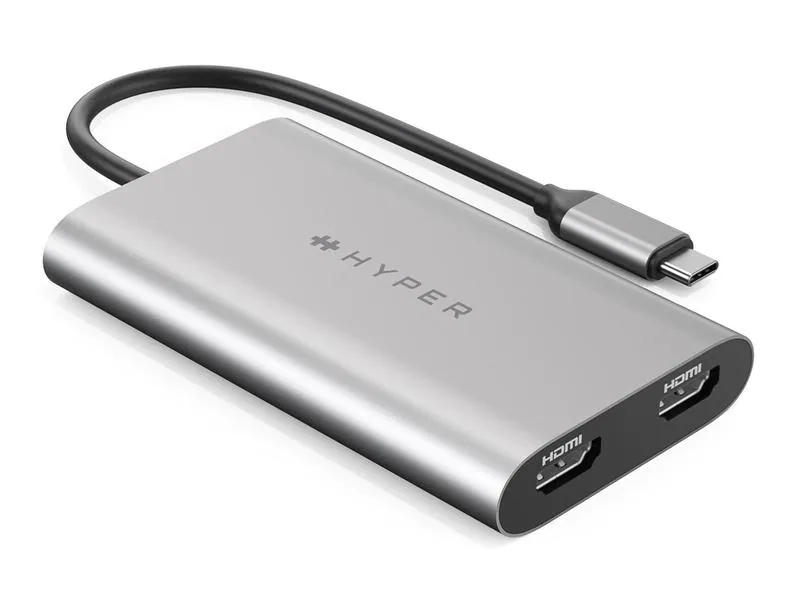 HYPER Adapter Dual 4K USB Type-C - HDMI, Kabeltyp: Adapter, Videoanschluss Seite A: USB Type-C, Videoanschluss Seite B: HDMI