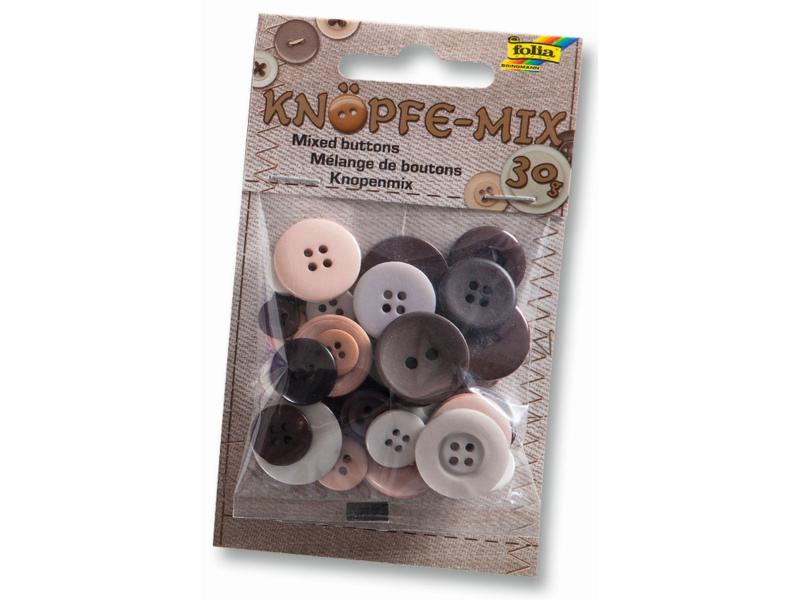 Folia Knöpfe-Mix Ton in Ton, Braun, Farbe: Braun