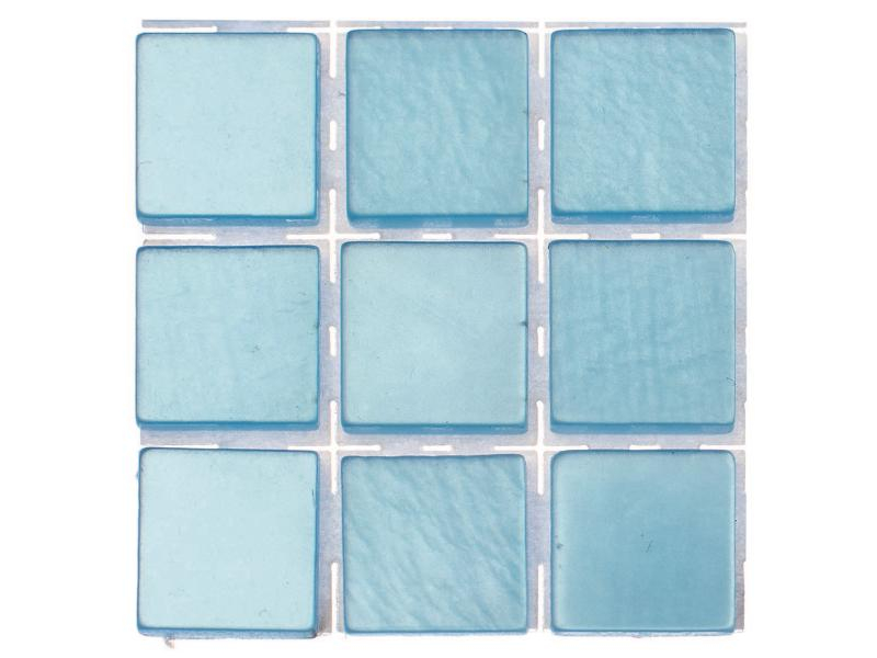 Glorex Selbstklebendes Mosaik Poly-Mosaic 10 mm Hellblau, Breite: 10 mm, Länge: 10 mm, Verpackungseinheit: 63 Stück, Material: Kunststoff, Farbe: Hellblau